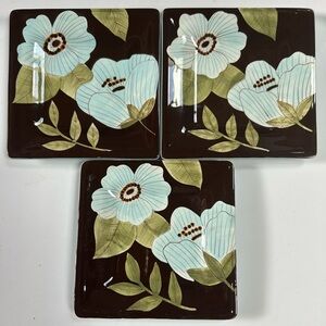 Set of 3 Laurie Gates Madison 6” Stoneware Canapé Plates. Discontinued Pattern.